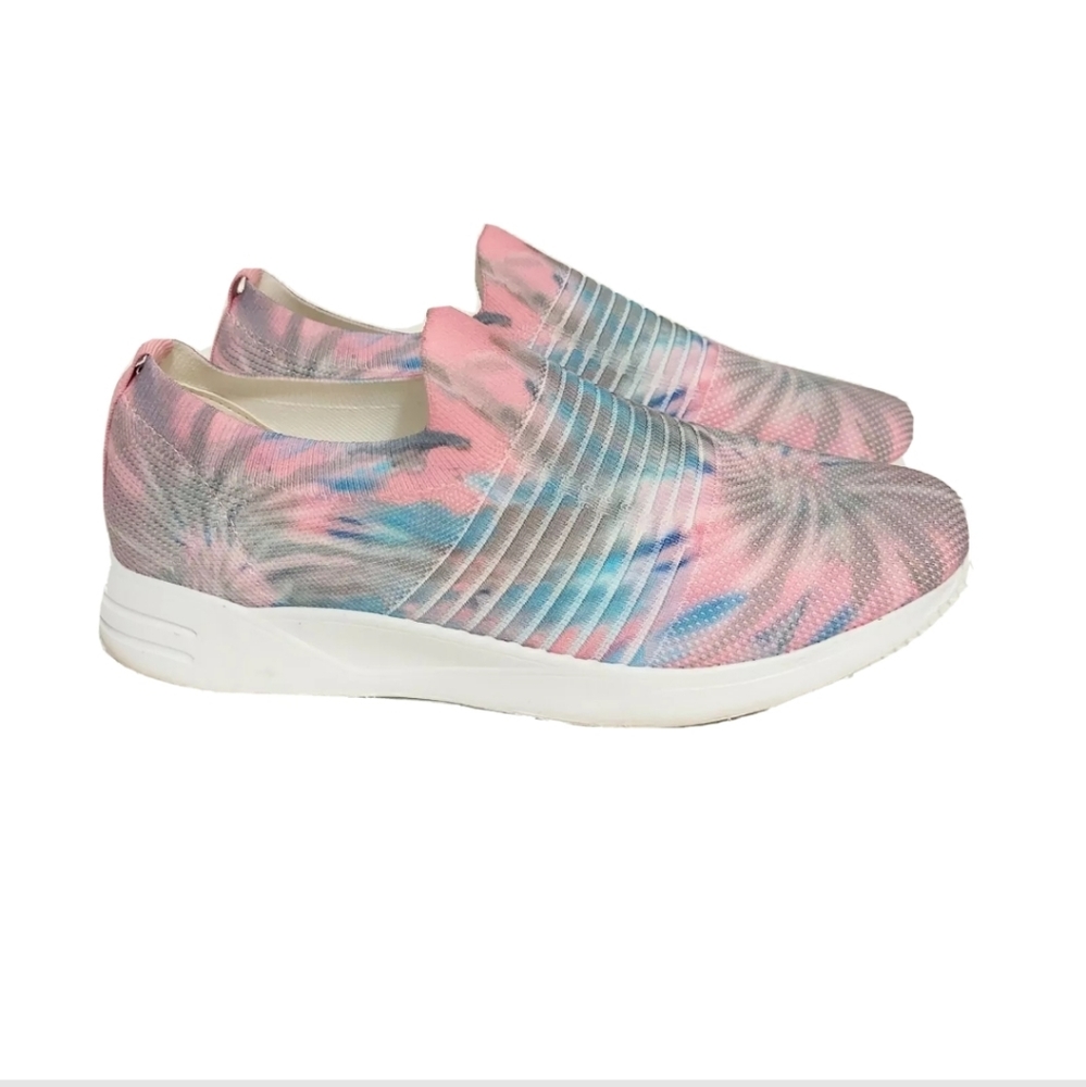 Steve Madden Lillier Tie Dye Knit Sneakers Shoes Lightweight Pastel Pink Blue